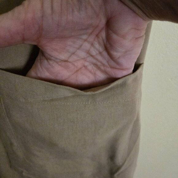 Talbots NWT Vintage Tan Linen Blend Sleeveless Lagonlook Midi Dress Size 6p - Picture 4 of 7